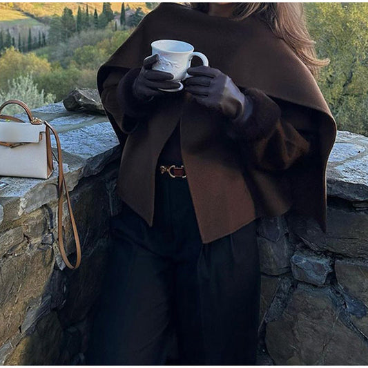 Women's fashionable wool jacket with wide lapels and elegant details NOVAE