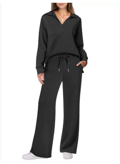 Women's Casual Lounge Set with Wide Leg and V-Neck NOVAE