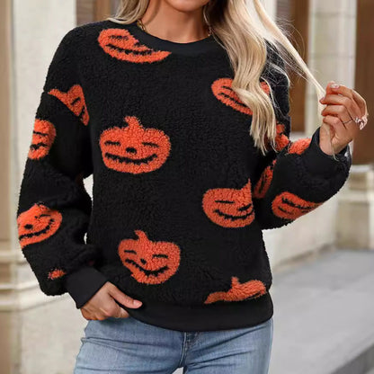 Women's Cozy Sweatshirt with Halloween Motif NOVAE
