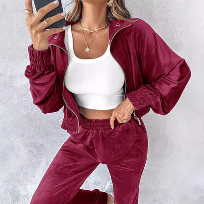 Women's tracksuit with soft velvet and modern cut NOVAE