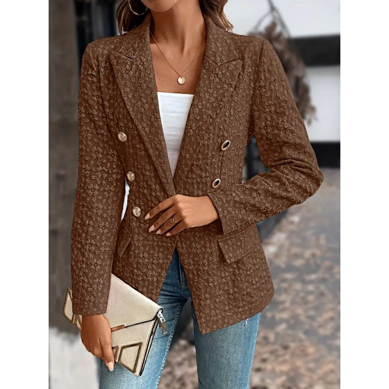 Women's Elegant Blazer with Textured Pattern and Double Button Placket NOVAE