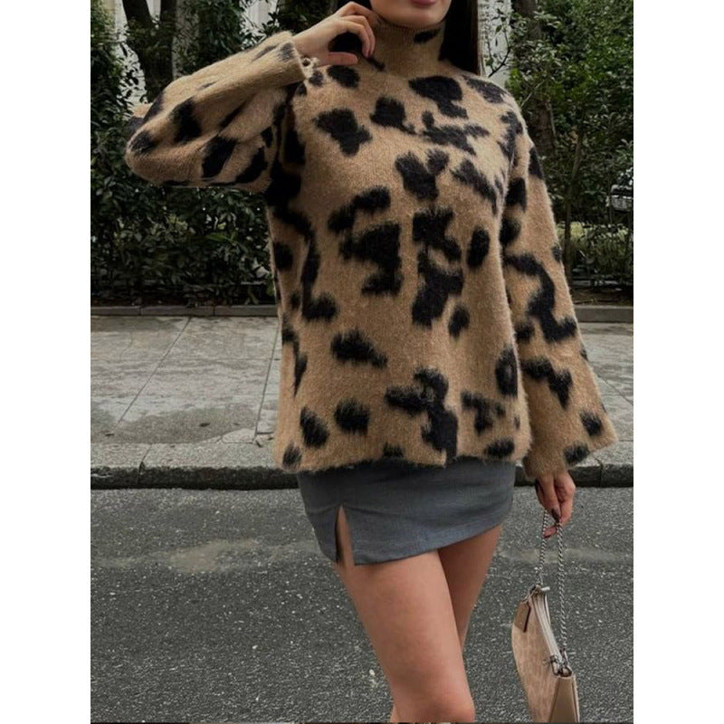 Women's oversized sweater with leopard print NOVAE