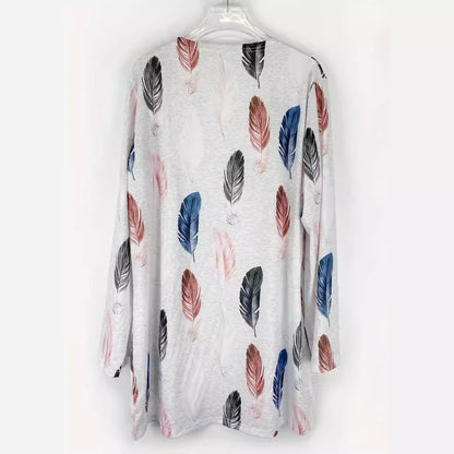 Women's long cardigan with floral pattern and practical pockets NOVAE