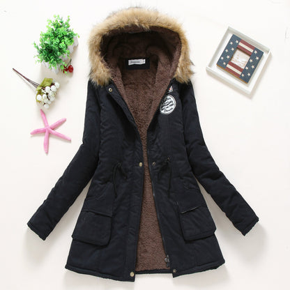 Women's quilted parka jacket with hood and faux fur lining NOVAE