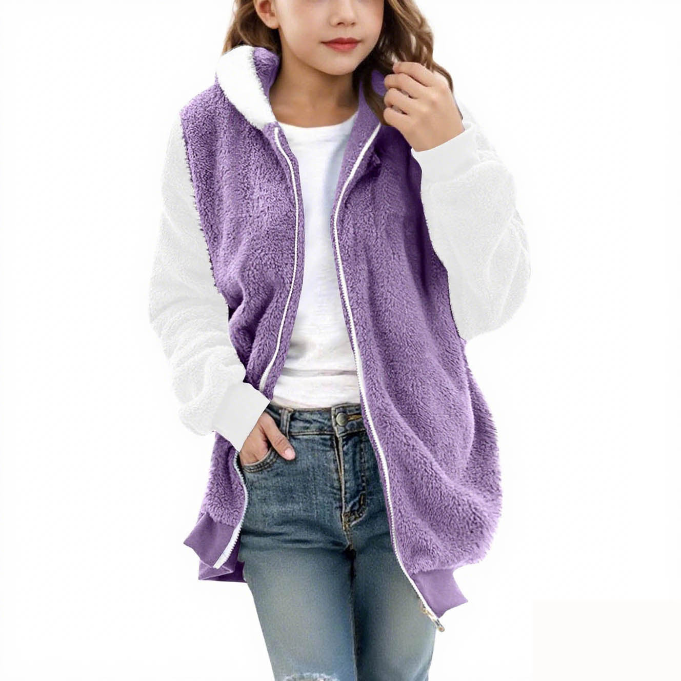 Women's cozy hooded coat with zipper NOVAE