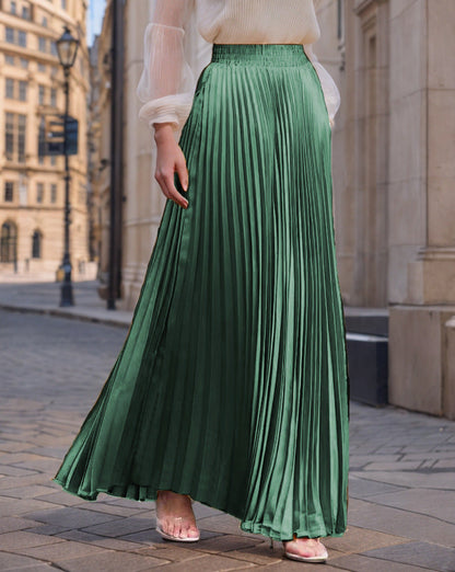 Women's pleated maxi skirt with elastic waistband and flowing cut NOVAE