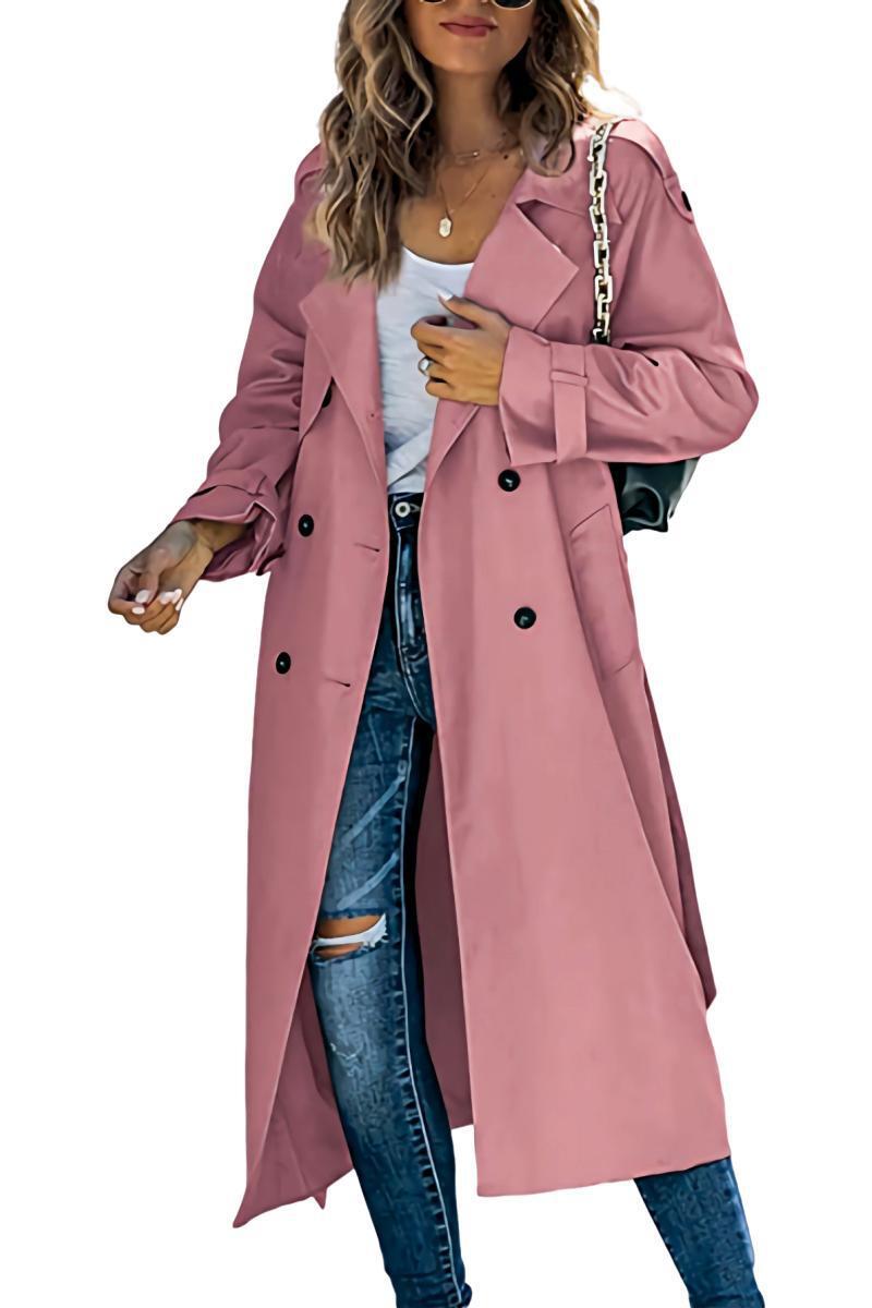 Women's trench coat in lightweight, breathable fabric with double-breasted button fastening and side pockets NOVAE