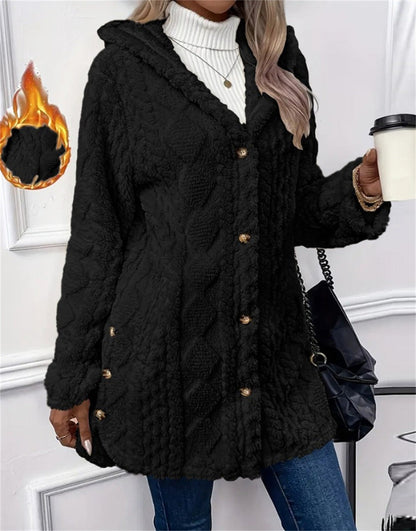 Women's Cozy Teddy Jacket with Button Closure NOVAE