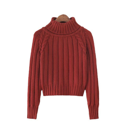 Women's knit sweater with high collar and ribbed texture NOVAE