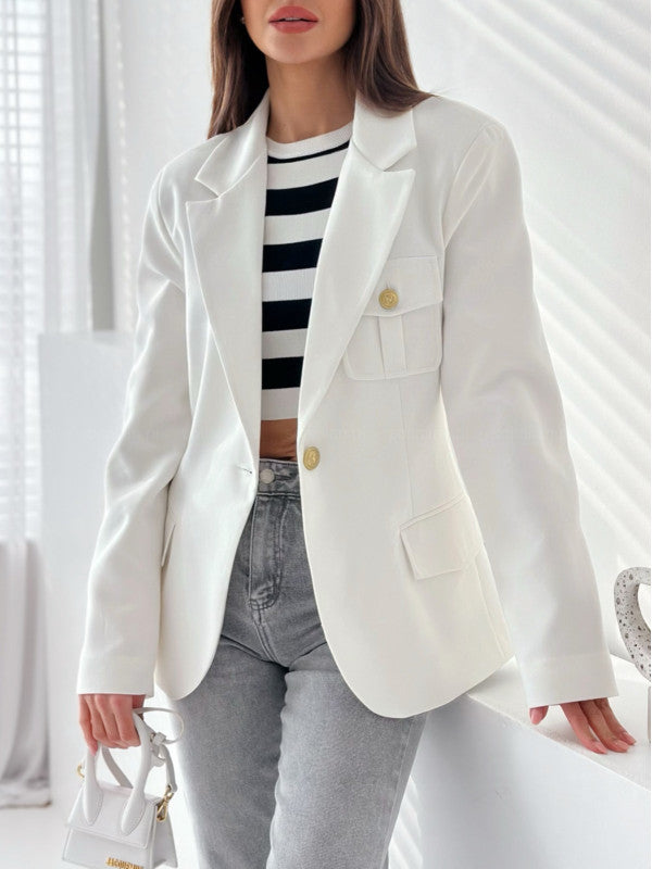Women's Elegant Blazer with Double Buttons and Practical Pockets NOVAE