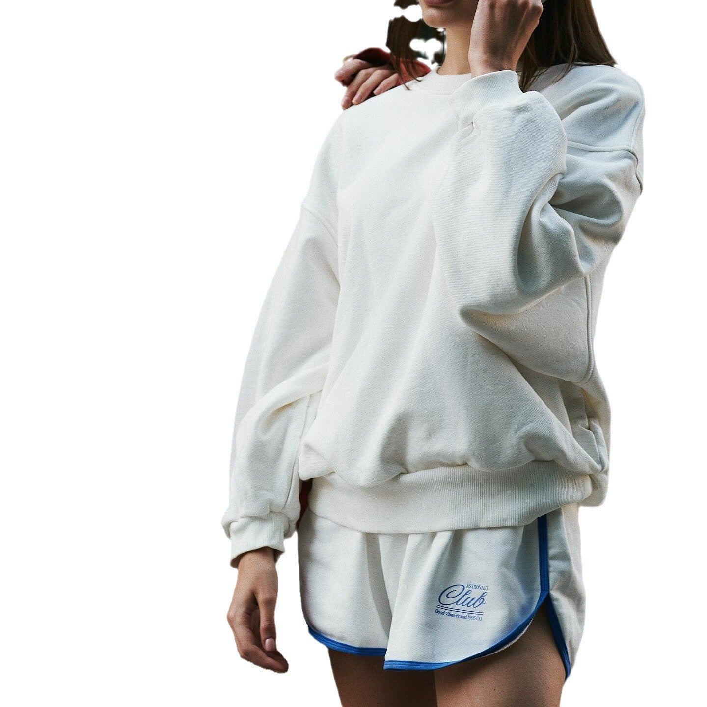 Women's casual sweatshirt with creative logo detail and dropped shoulders NOVAE