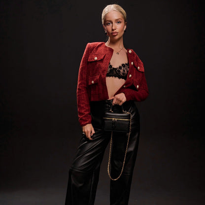 Women's elegant short jacket with sparkling button details NOVAE