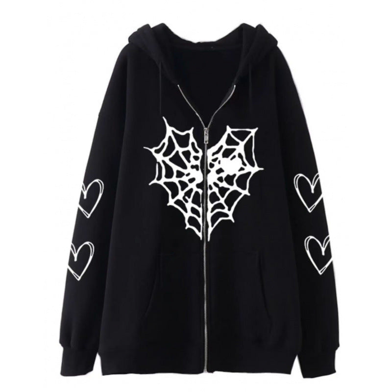 Women's hooded jacket with striking spider motif and practical pockets NOVAE
