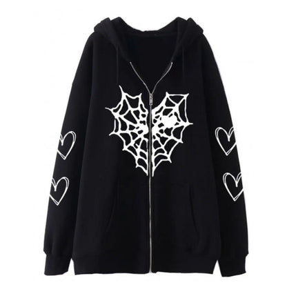 Women's hooded jacket with striking spider motif and practical pockets NOVAE