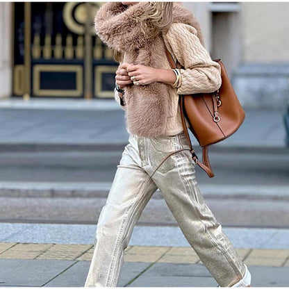 Women's cardigan with structured check pattern and decorative buttons NOVAE