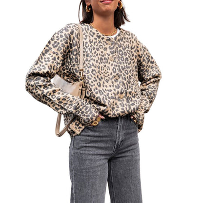 Women's fashionable cardigan with animal print NOVAE