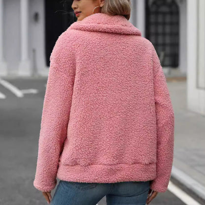 Women's cozy jacket with large front pockets and zipper NOVAE