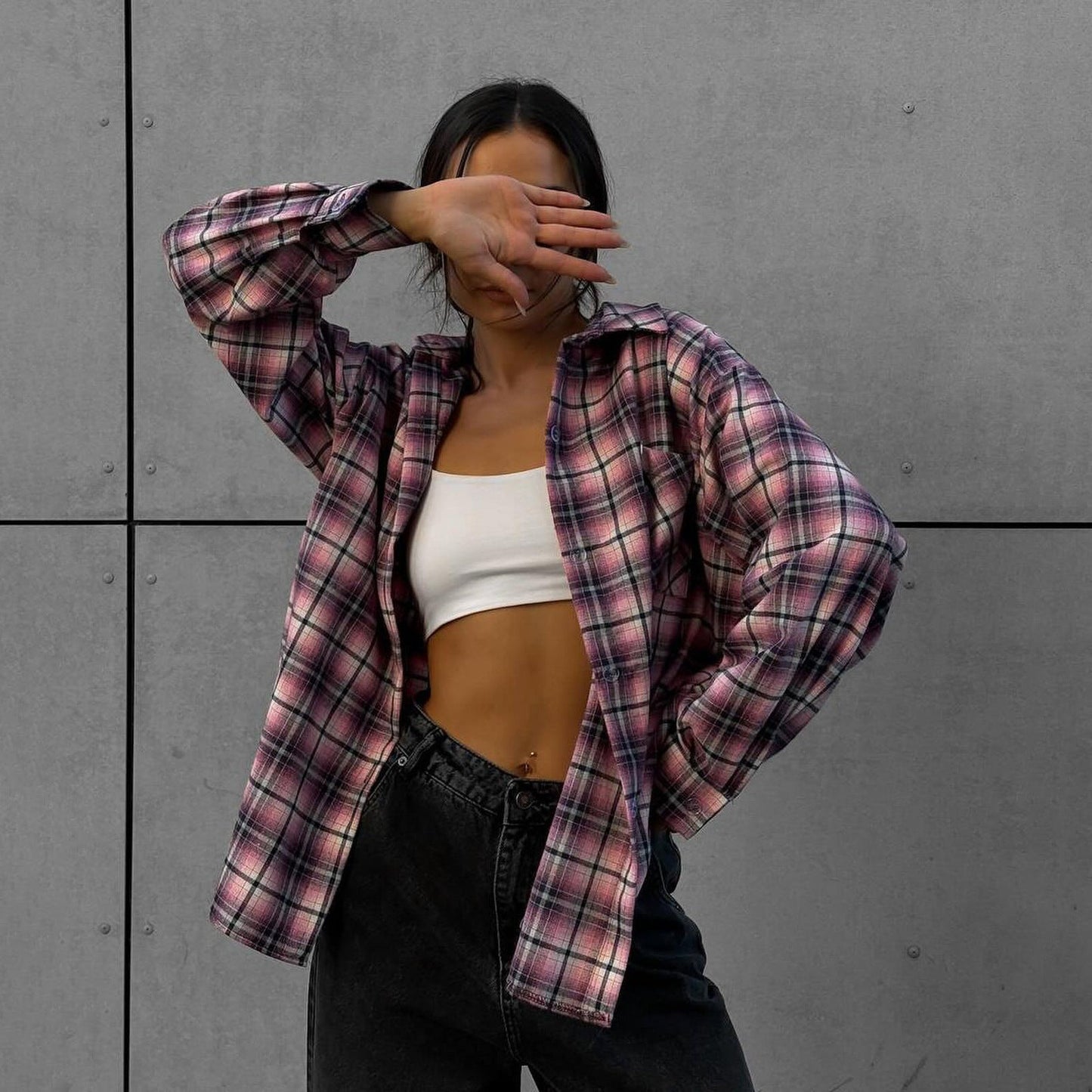 Women's checked shirt in a casual oversized cut NOVAE