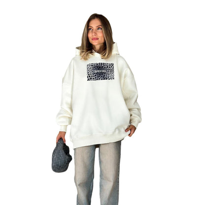 Women's casual hoodie with a creative leopard print and comfortable cut NOVAE