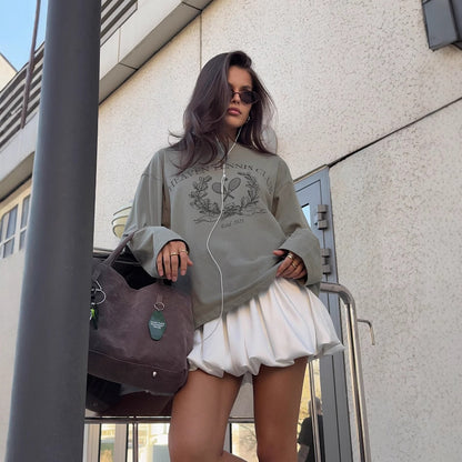 Women's casual long-sleeved shirt with creative print design NOVAE