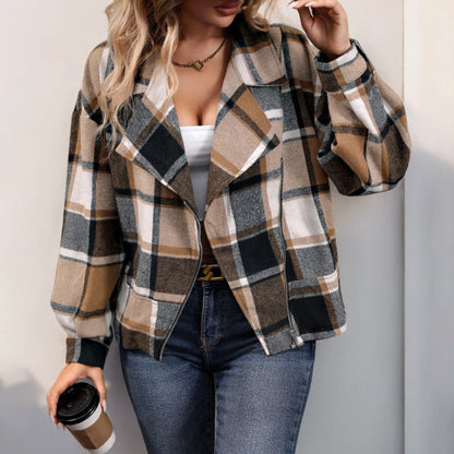 Women's checked blazer jacket with a relaxed fit NOVAE