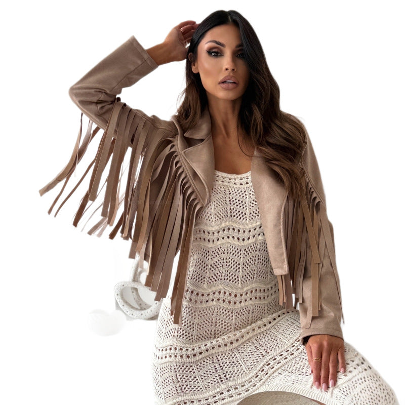 Women's fringed jacket made of high-quality imitation suede NOVAE