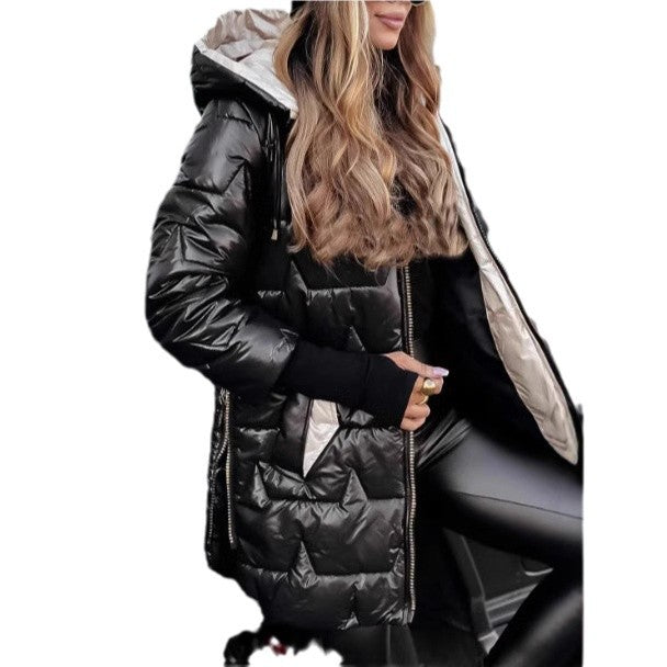 Women's fashionable and warm quilted jacket with hood NOVAE