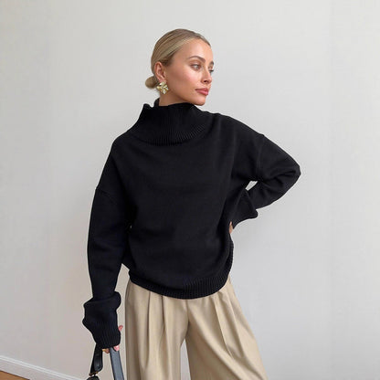 Women's sweater with high-closing collar and relaxed fit NOVAE