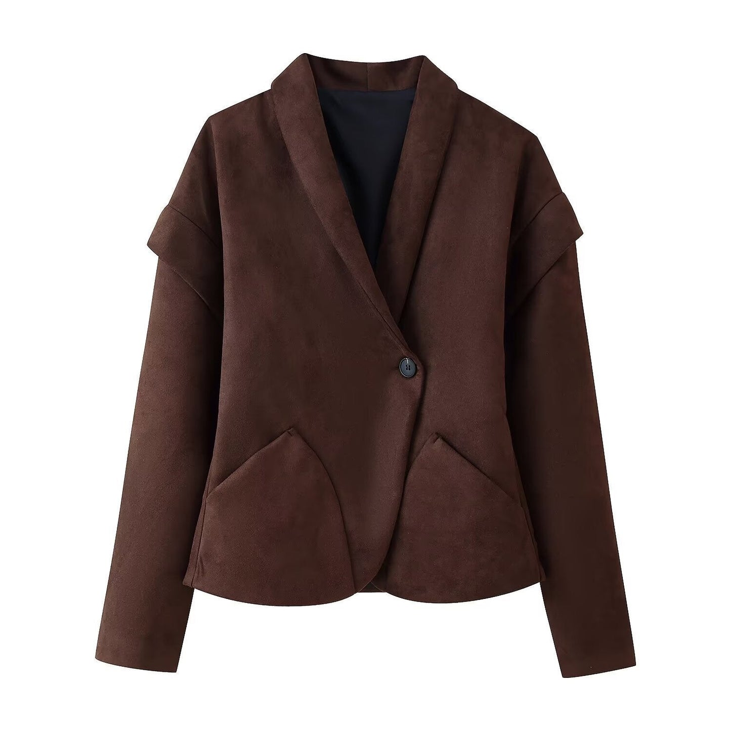 Women's fashionable blazer jacket with generous pockets and asymmetrical cut NOVAE