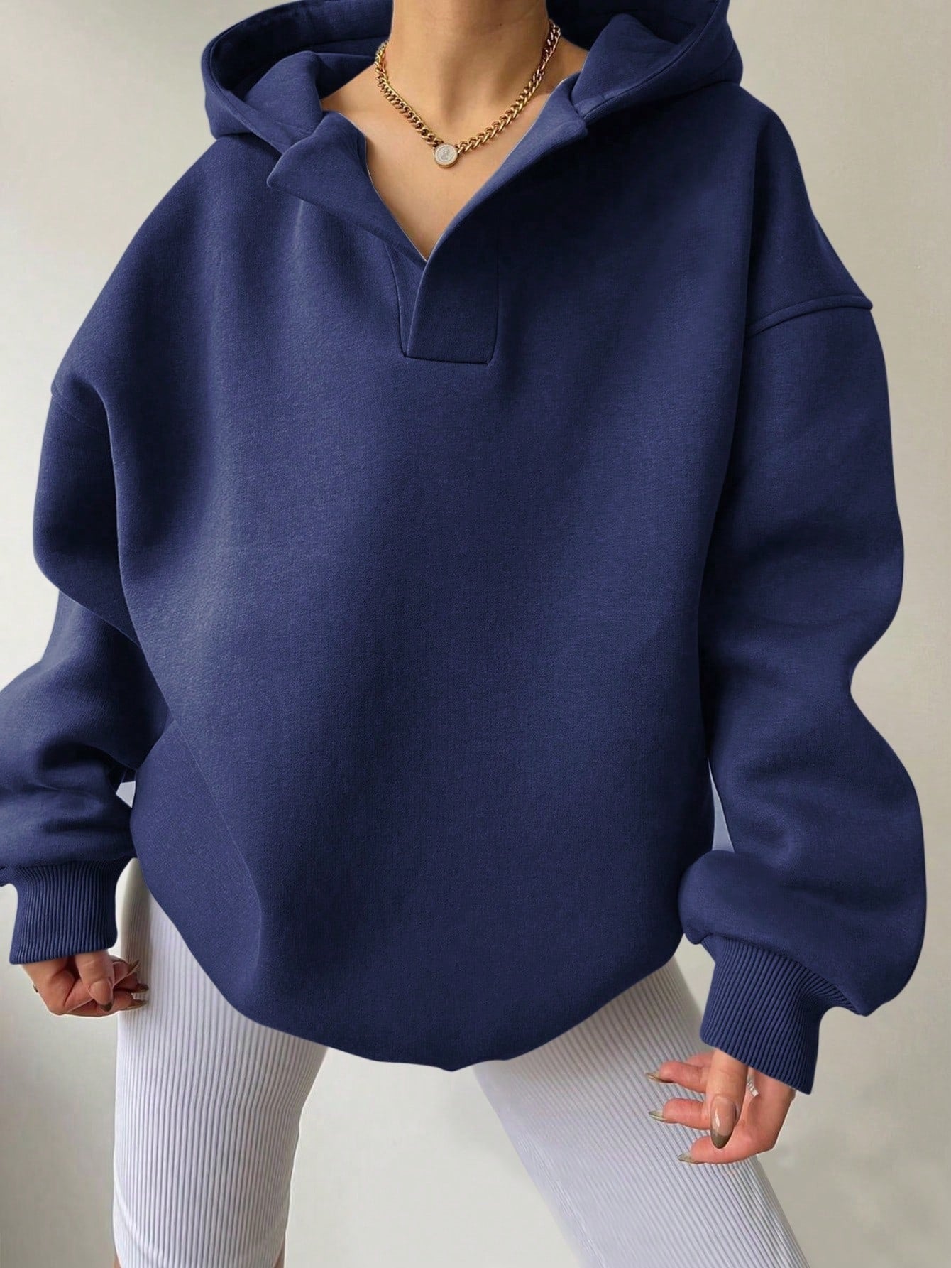 Women's oversized hoodie with fashionable collar and voluminous sleeves NOVAE