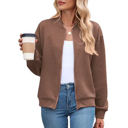 Women's casual cardigan with textured pattern and practical pockets NOVAE