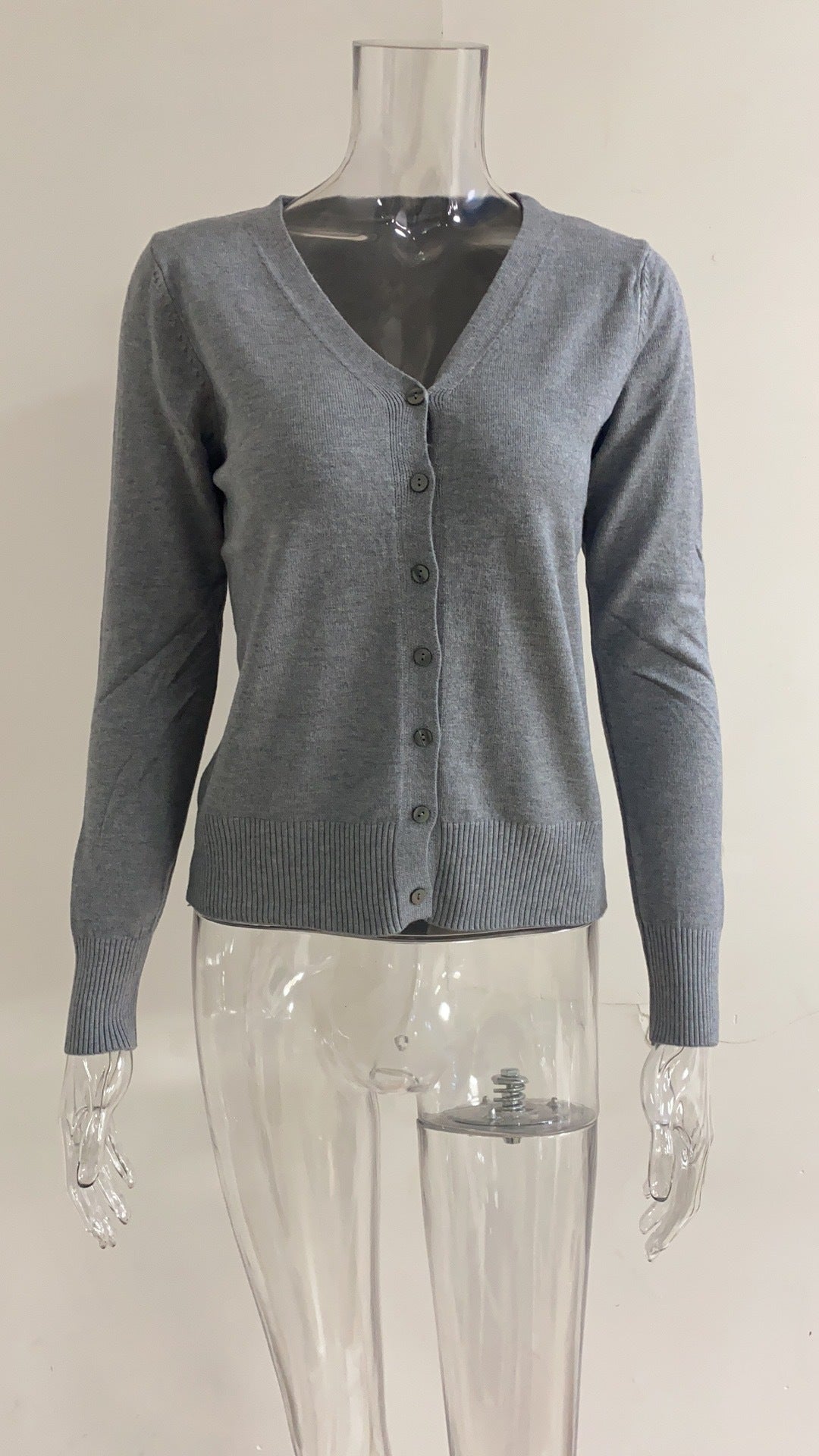 Women's cardigan with buttoned front and V-neck NOVAE