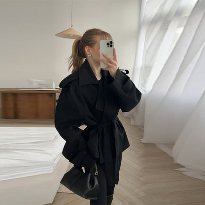 Women's Elegant Oversized Trench Jacket with Belt and Structured Sleeves NOVAE