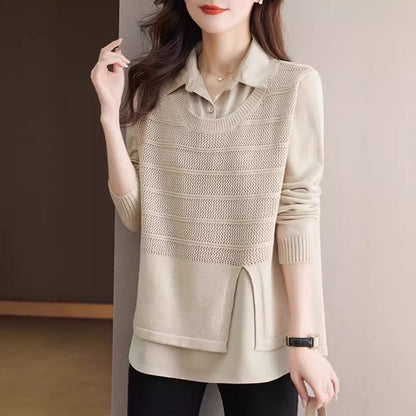 Women's Fashionable Layered Sweater with Texture NOVAE