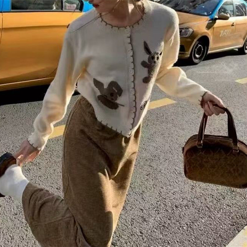 Women's playful cardigan with animal motif and button details NOVAE