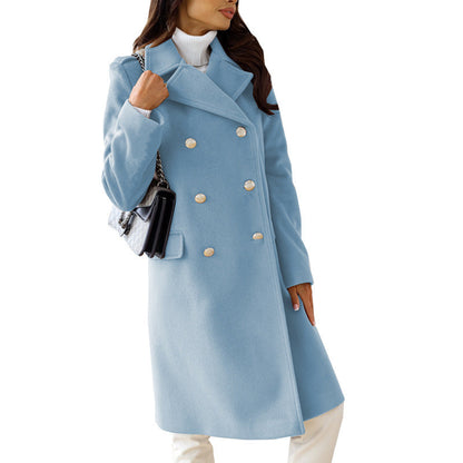 Women's elegant and timeless wool coat with double button placket NOVAE