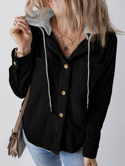 Women's structured shirt jacket with hood and practical pockets NOVAE