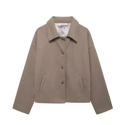 Women's chic blouson jacket made of soft fabric with button closure and pockets NOVAE