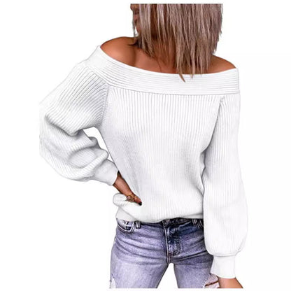Women's off-the-shoulder pullover with voluminous sleeves NOVAE