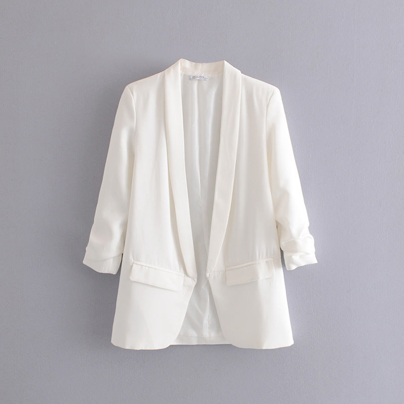 Women's elegant blazer with rolled-up sleeves and practical pockets NOVAE