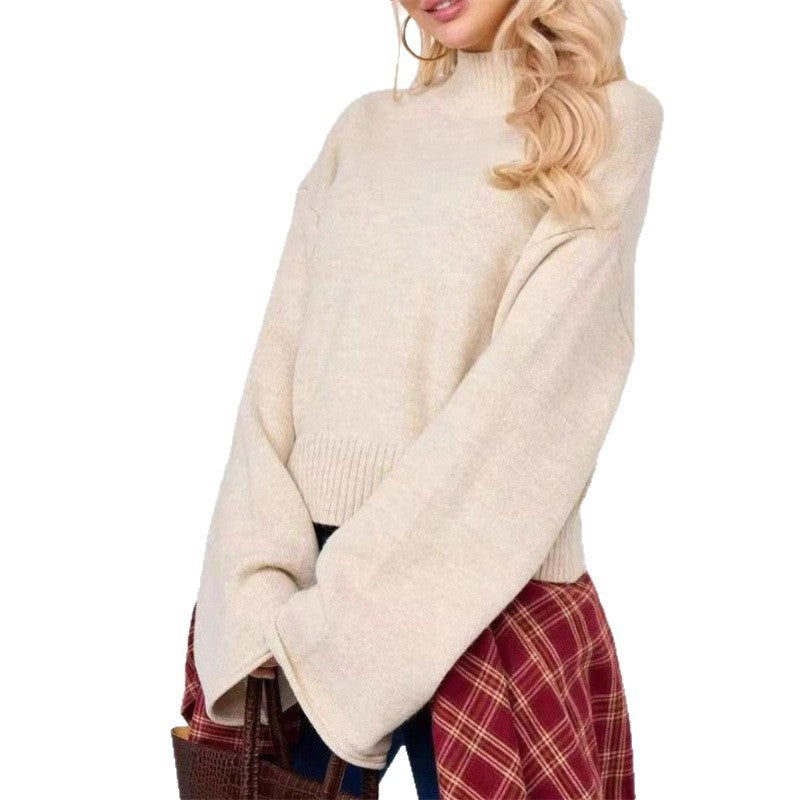 Women's knitted sweater with a relaxed fit and voluminous sleeves NOVAE