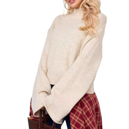 Women's knitted sweater with a relaxed fit and voluminous sleeves NOVAE