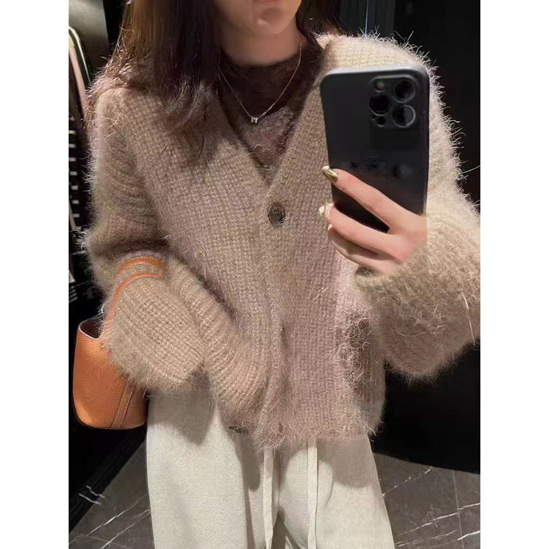 Women's Cozy Knit Cardigan with Large Buttons NOVAE