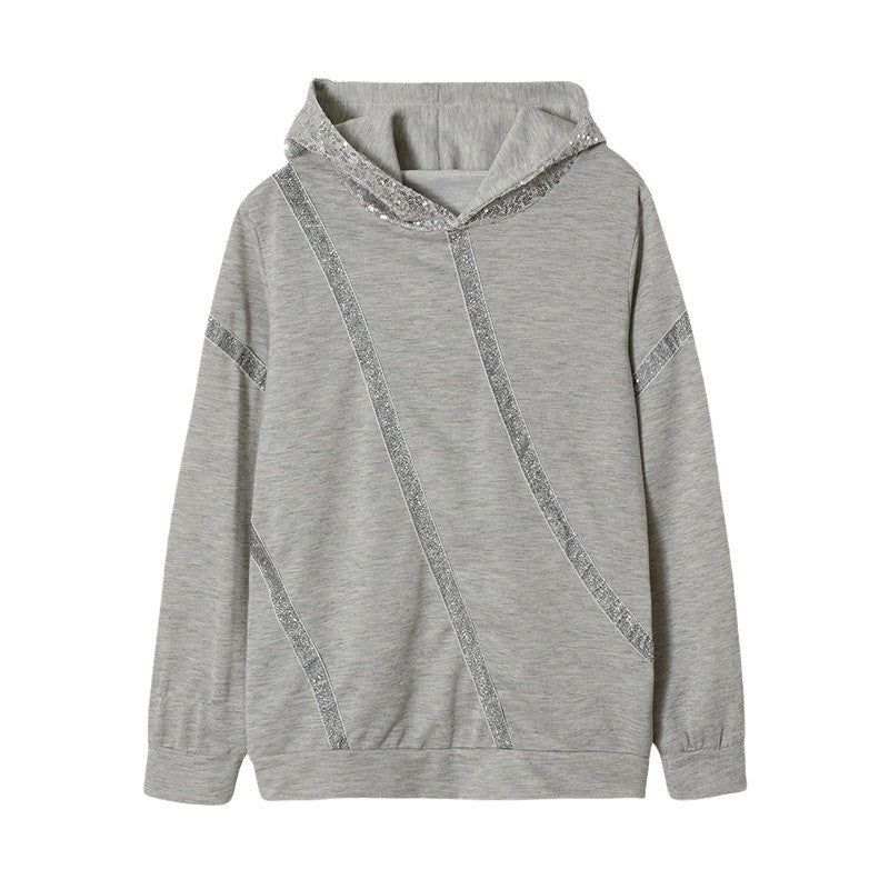 Women's hoodie with glitter accents and a modern cut NOVAE