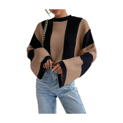 Women's honeycomb knit pullover with wide sleeves NOVAE