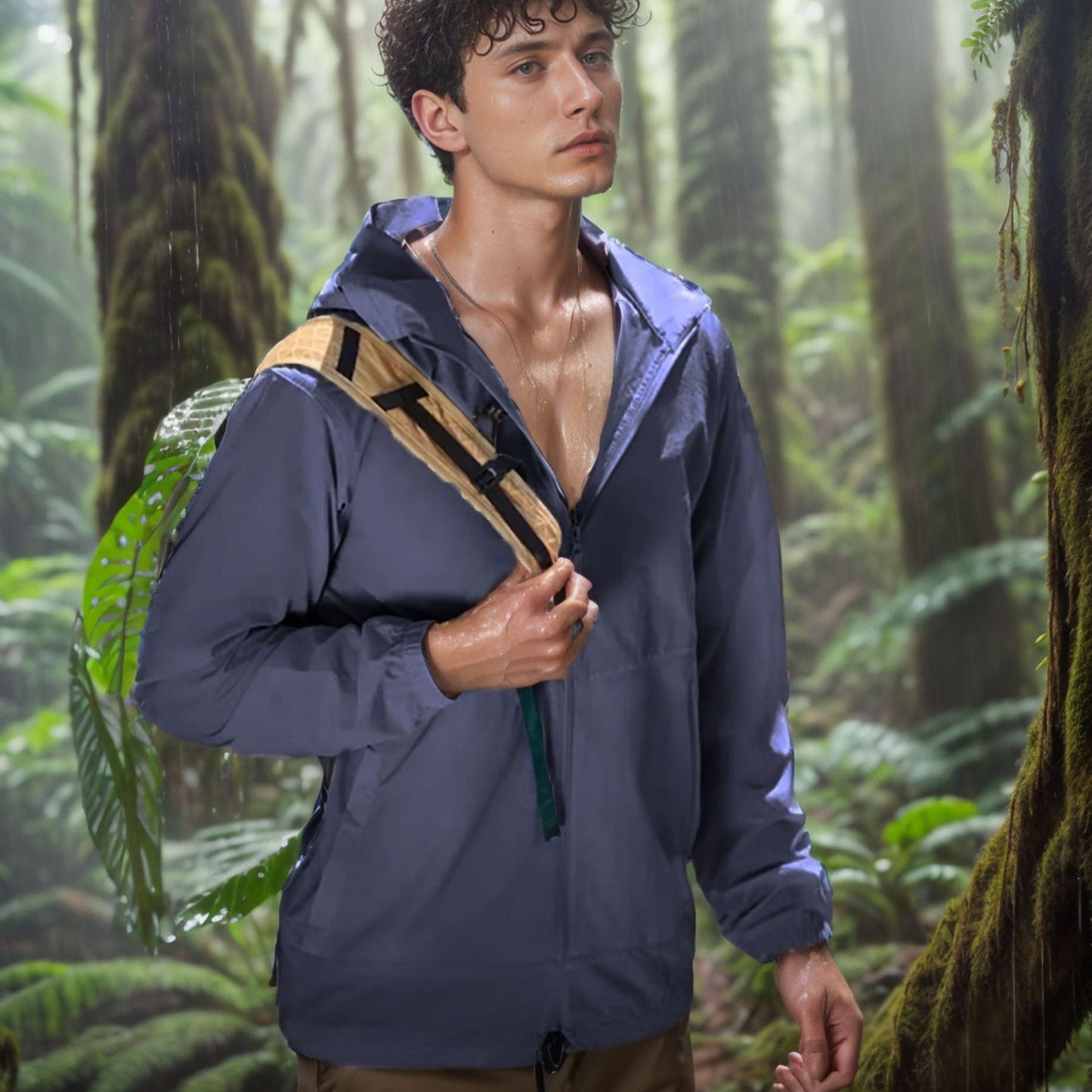 Men's weatherproof utility jacket with adjustable hood system NOVAE