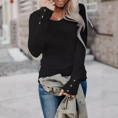 Women's long-sleeved shirt with elegant button details NOVAE