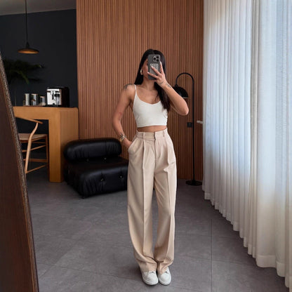 Women's high-waisted, straight-leg trousers NOVAE