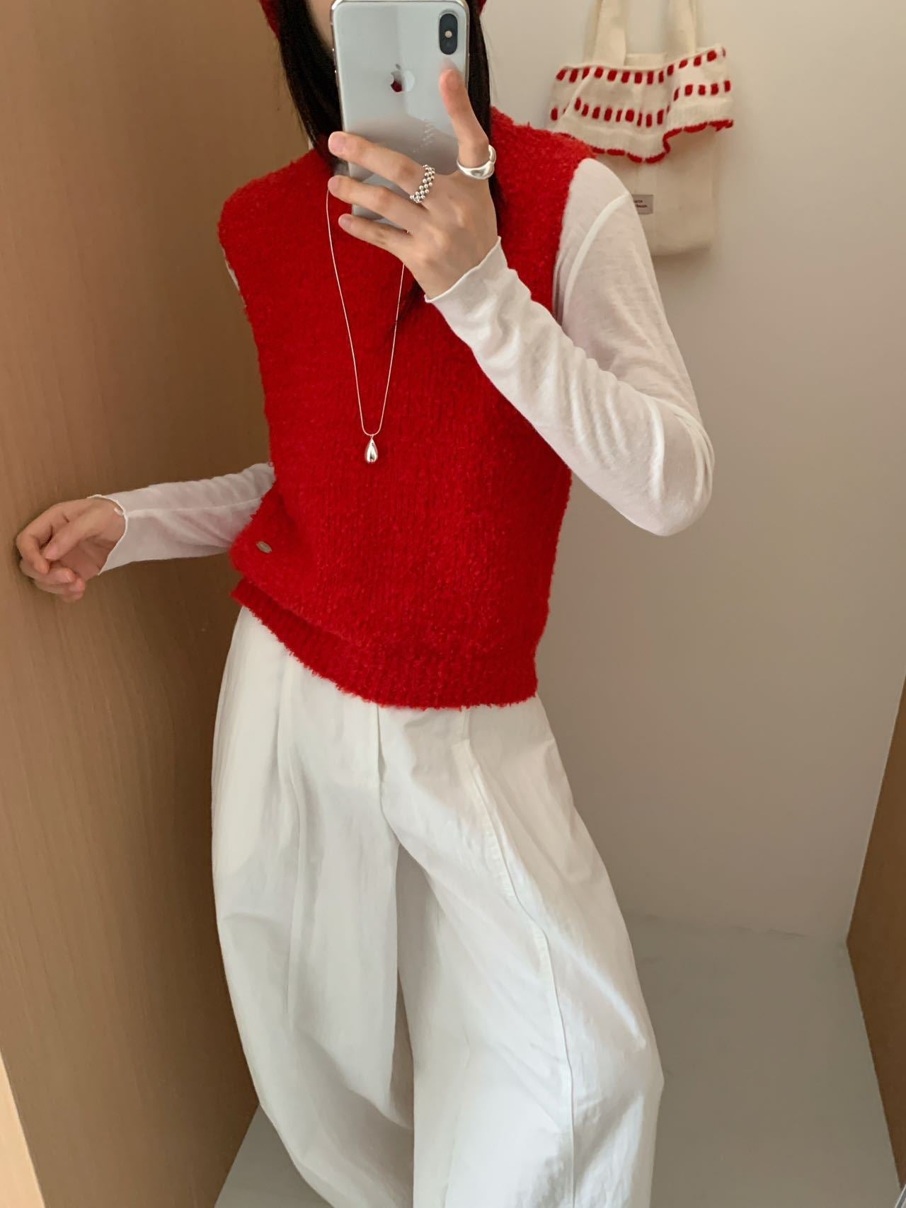 Women's knitted vest with soft, fluffy material and modern cut NOVAE