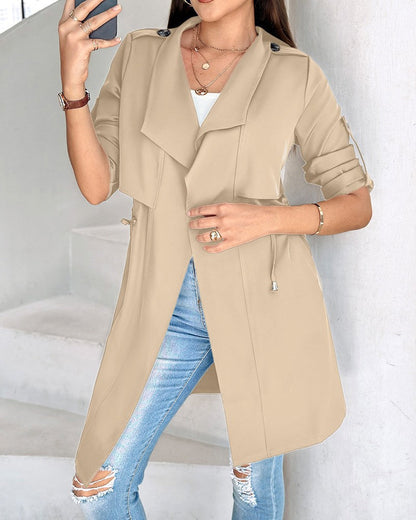 Women's fashionable trench coat jacket with deep V-neck and practical pockets NOVAE
